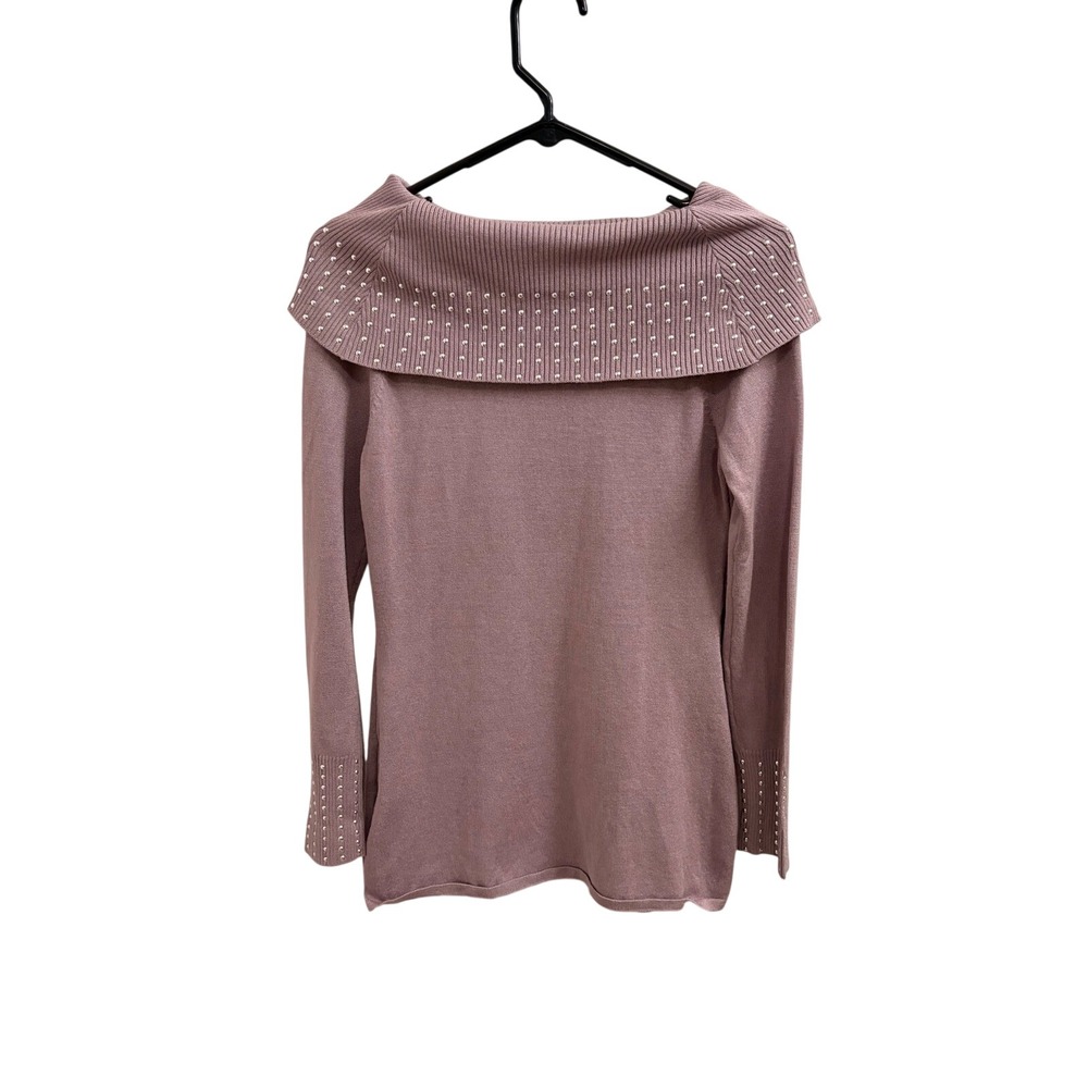 Sweater Studded Vintage Y2K Questions? Women Size S Purple Off Shoulder Ribbed